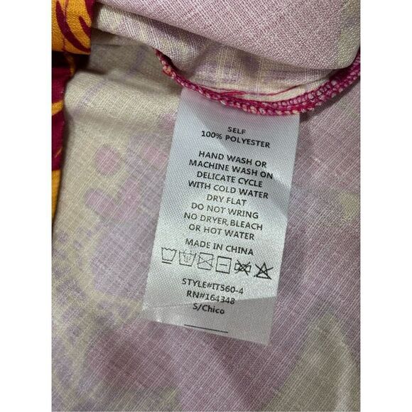 First Love hot pink and mustard floral blouse size S - Picture 11 of 12